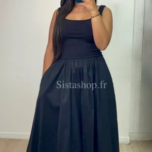 Robe bi-matière noire Zahra