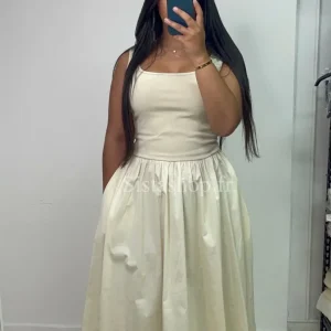 Robe bi-matière crème Zahra