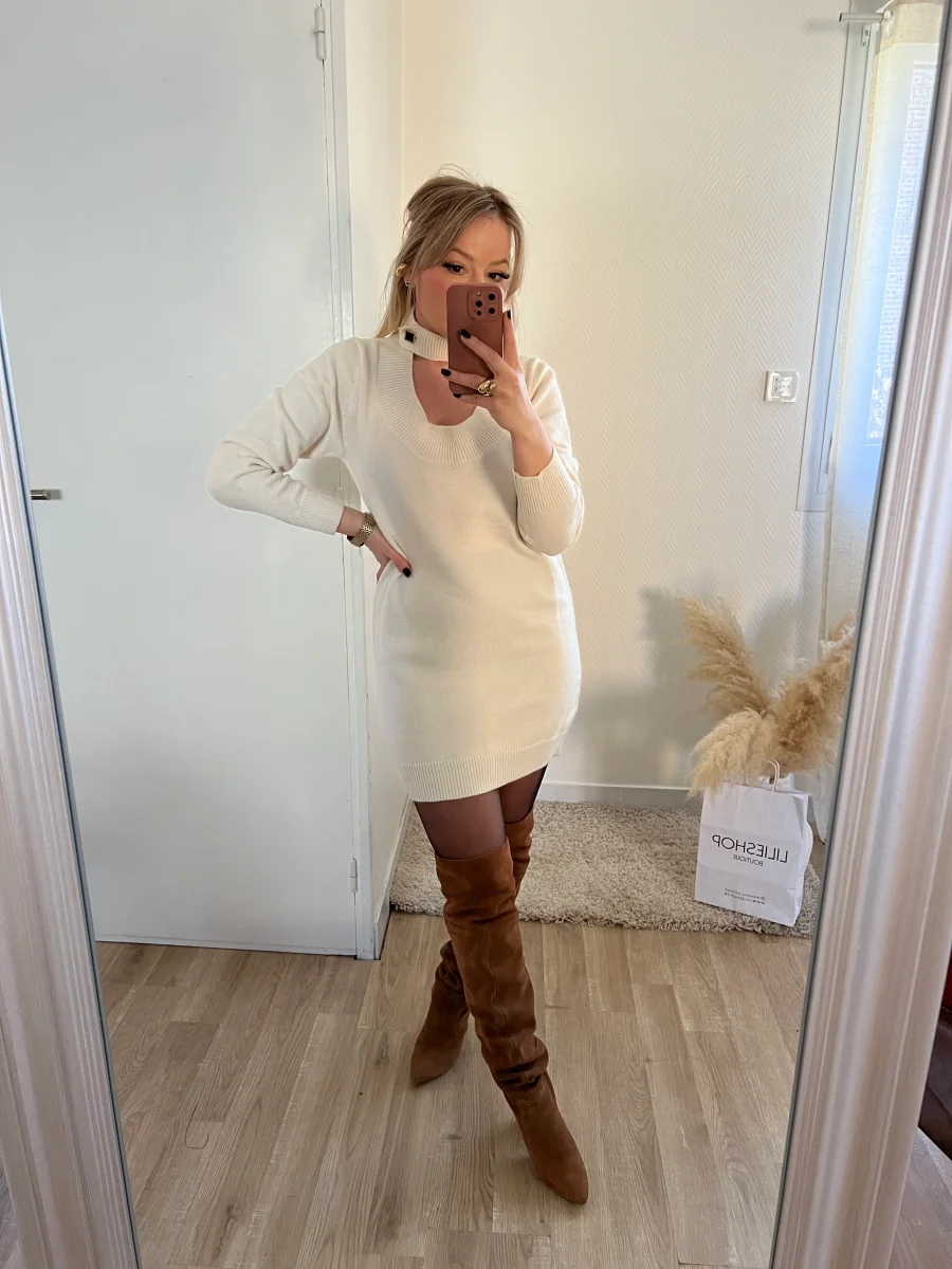 LA ROBE PULL FÉMININE BEIGE - Image 6