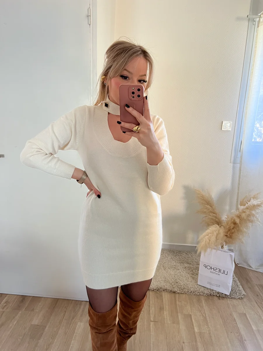 LA ROBE PULL FÉMININE BEIGE - Image 4