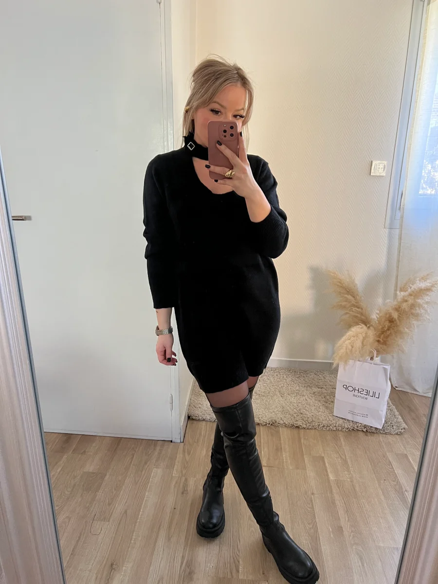 LA ROBE PULL FÉMININE NOIR - Image 7