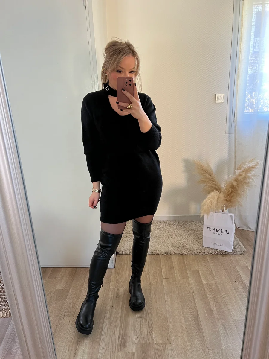 LA ROBE PULL FÉMININE NOIR - Image 4
