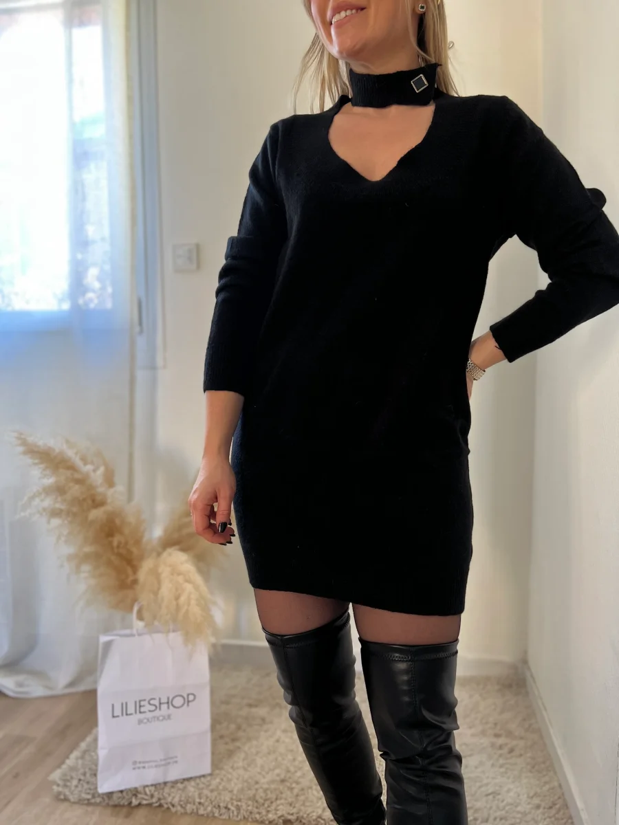 LA ROBE PULL FÉMININE NOIR - Image 3
