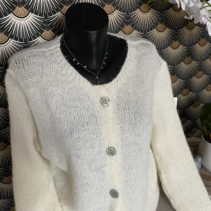 GILET ECRU TOM  TU 36/44 PETIT 46  ALPAGA ET LAINE