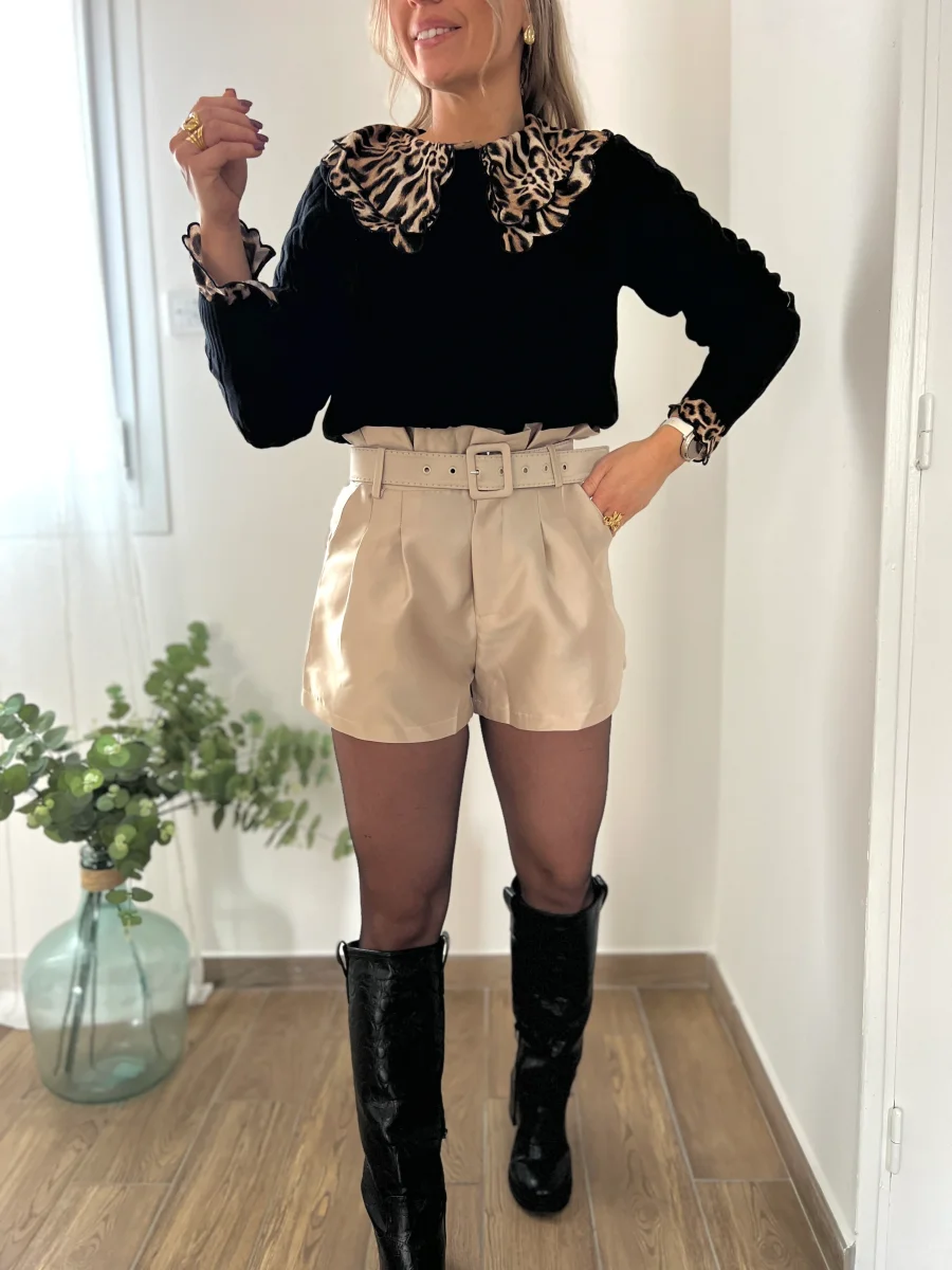 LE SHORT SATINÉ BEIGE
