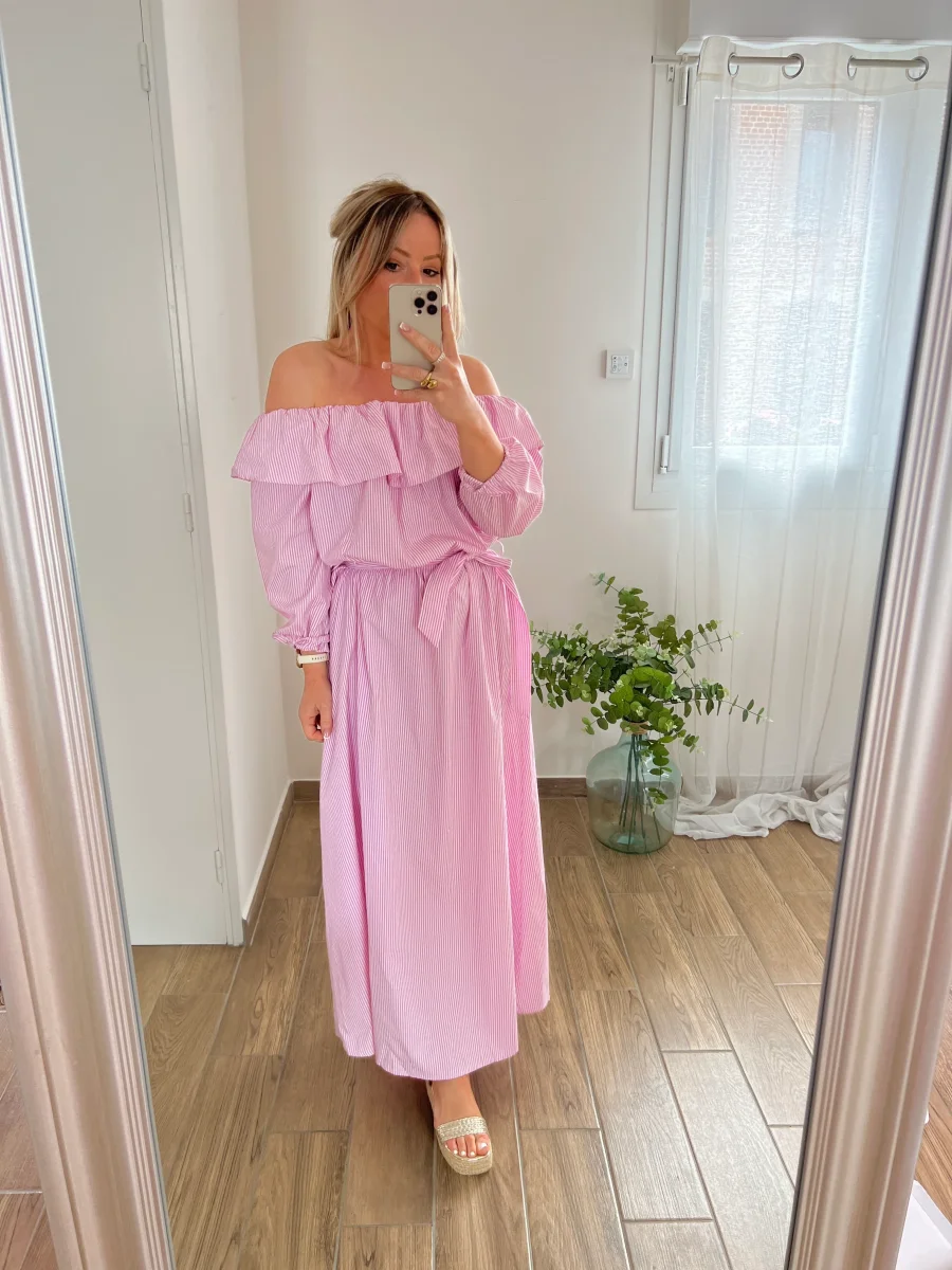 LA ROBE LONGUE RAYURE ROSE - Image 6