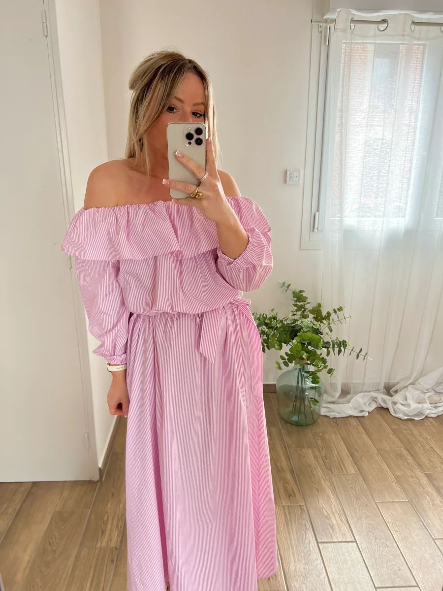 LA ROBE LONGUE RAYURE ROSE - Image 3