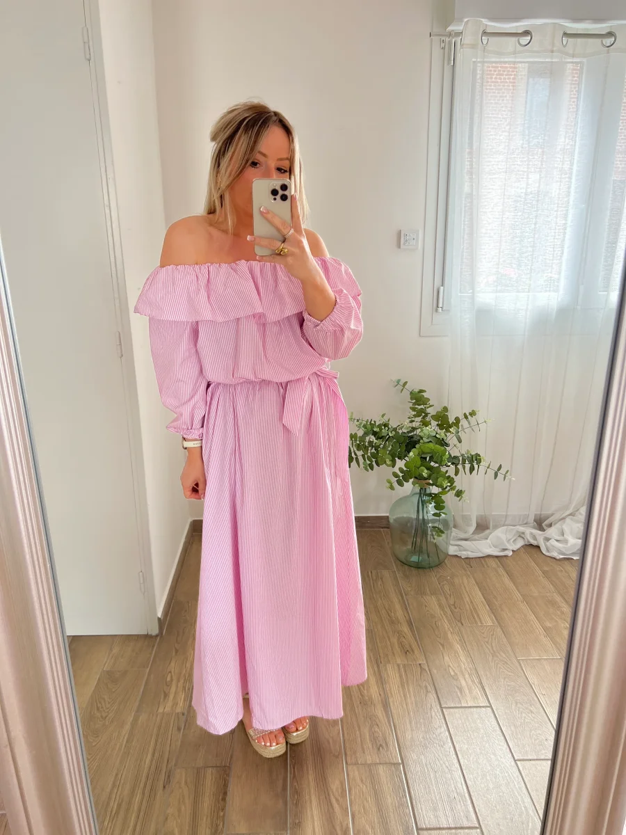 LA ROBE LONGUE RAYURE ROSE - Image 5