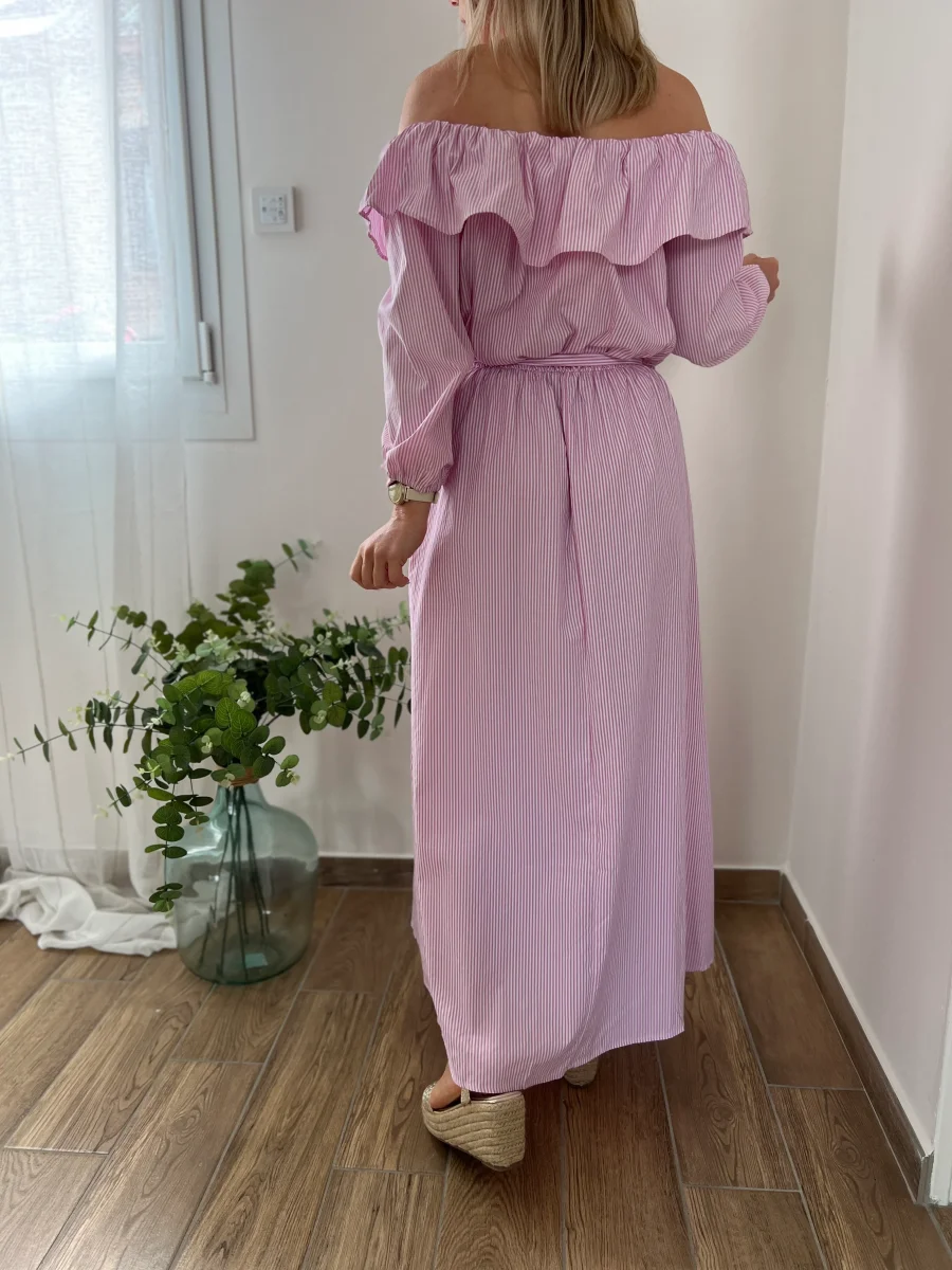 LA ROBE LONGUE RAYURE ROSE - Image 7