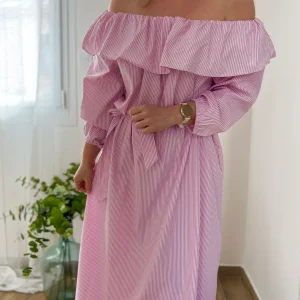 LA ROBE LONGUE RAYURE ROSE