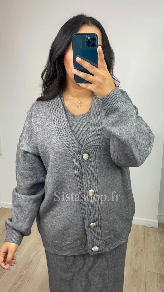 Ensemble en maille Gris Hayat – Image 2