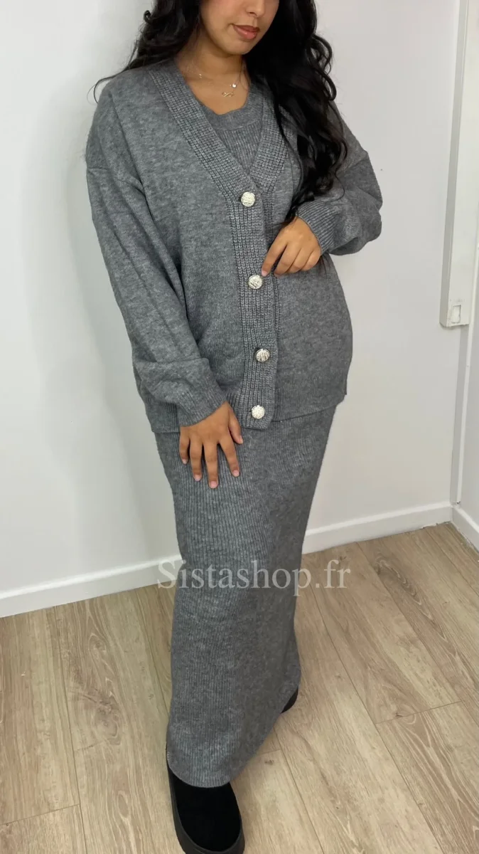 Ensemble en maille Gris Hayat – Image 4