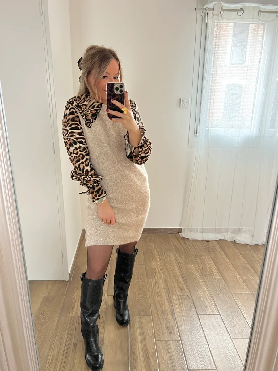 LA ROBE PULL BASIQUE BEIGE - Image 3