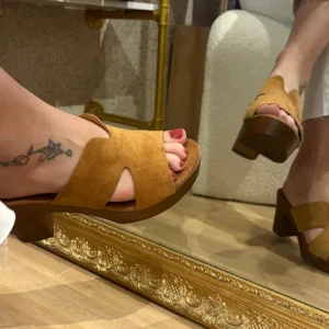 Sabot à talon camel