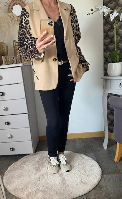 VESTE BLASER STELLA LEOPARD CAMEL 36 AU 42