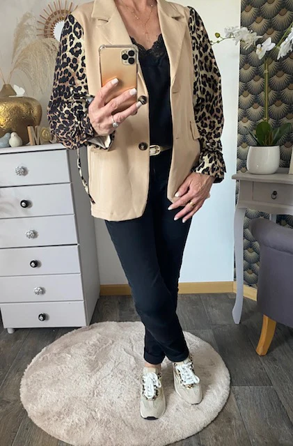 VESTE BLASER STELLA LEOPARD CAMEL 36 AU 42 – Image 8