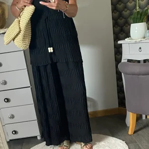 ENSEMBLE PANTALON GAUFFRE NOIR TU 36/48