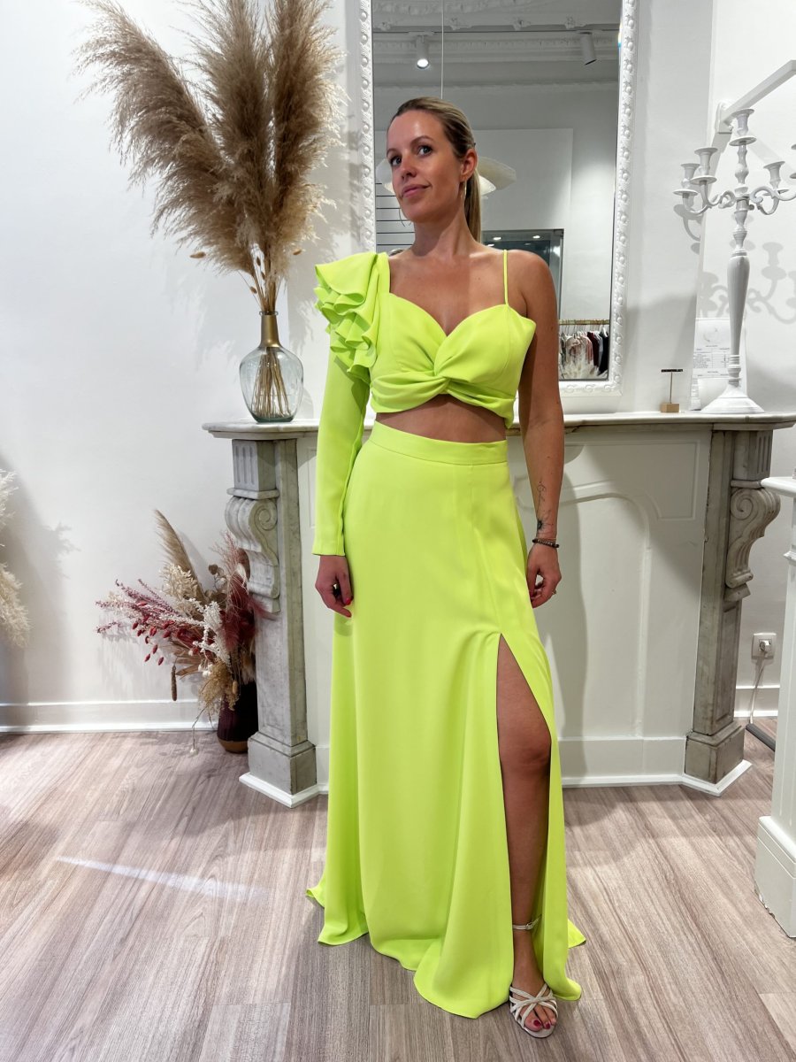 Ensemble 2 pièces jupe et Crop top asymétrique Lime Carla Ruiz Taille 40 - Image 2