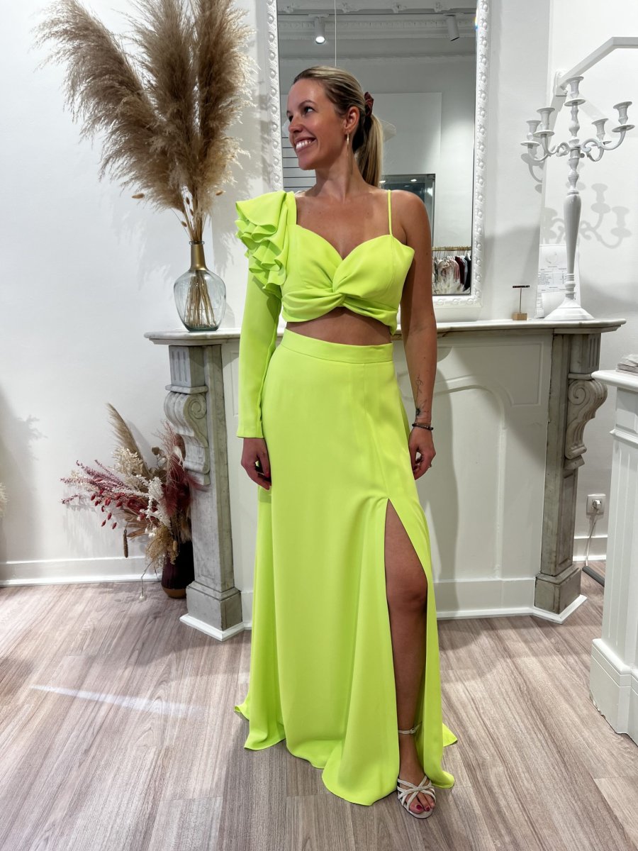 Ensemble 2 pièces jupe et Crop top asymétrique Lime Carla Ruiz Taille 40 - Image 5