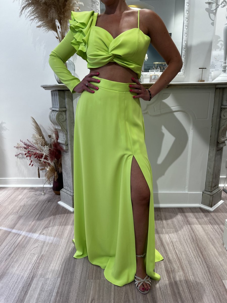 Ensemble 2 pièces jupe et Crop top asymétrique Lime Carla Ruiz Taille 40 - Image 6