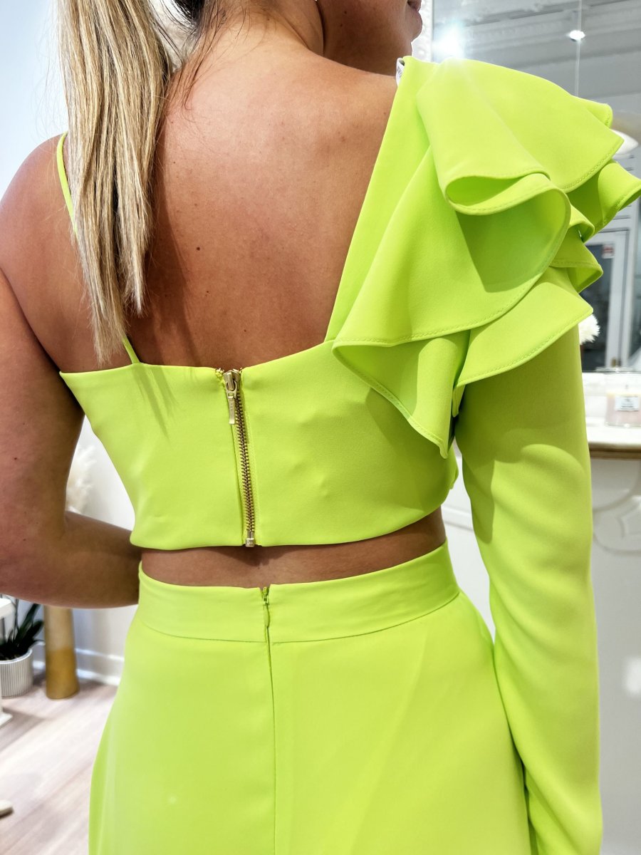 Ensemble 2 pièces jupe et Crop top asymétrique Lime Carla Ruiz Taille 40 - Image 3