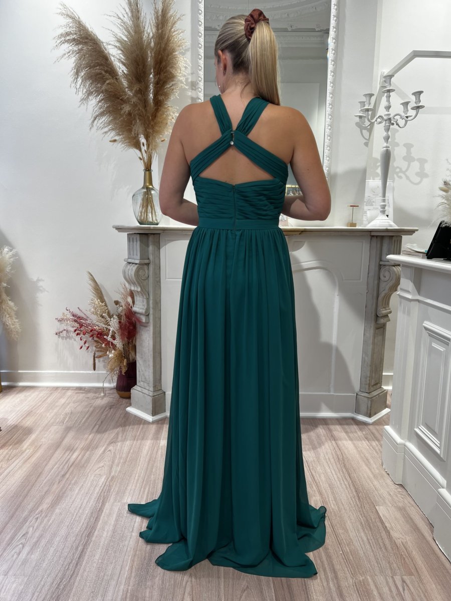 Robe longue plissée fluide Vert ou Vieux Rose - Image 6