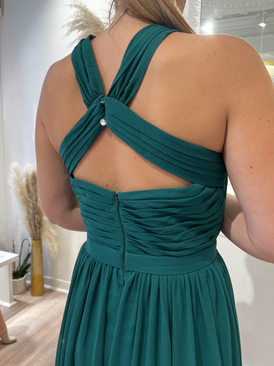 Robe longue plissée fluide Vert ou Vieux Rose - Image 5