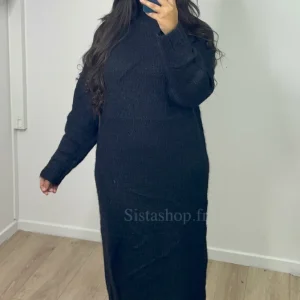 Robe pull longue Noir Nourhene