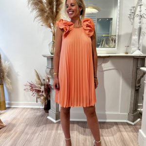 Robe courte plissée Carla Ruiz Saumon Taille 38