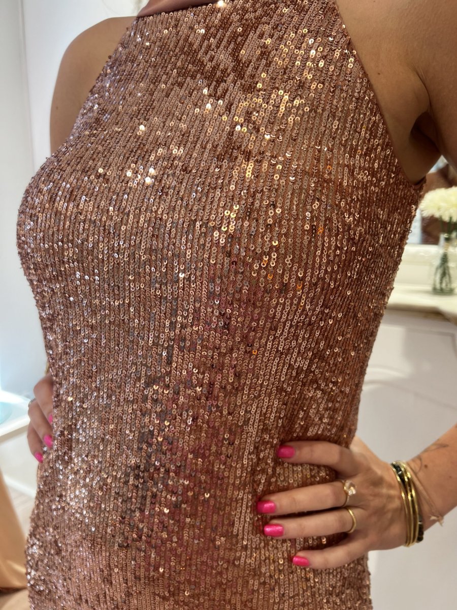 Robe courte Sequin Or rosé Linéa Raffaelli Taille 38 - Image 6