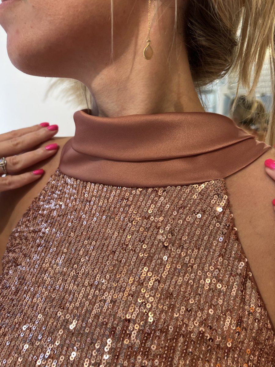 Robe courte Sequin Or rosé Linéa Raffaelli Taille 38 - Image 5