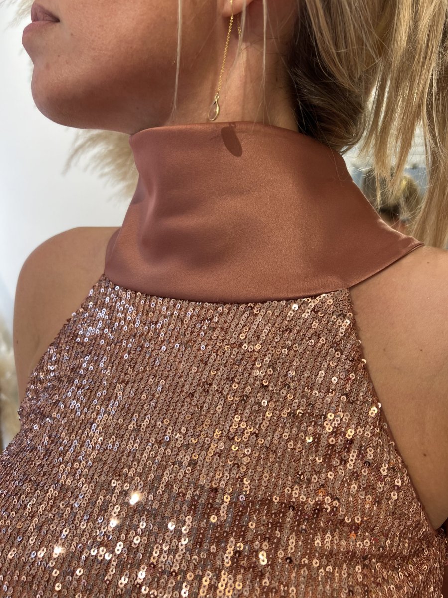 Robe courte Sequin Or rosé Linéa Raffaelli Taille 38 - Image 4