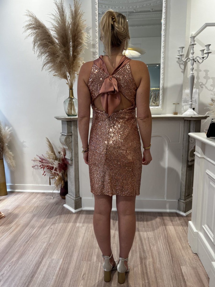 Robe courte Sequin Or rosé Linéa Raffaelli Taille 38 - Image 8