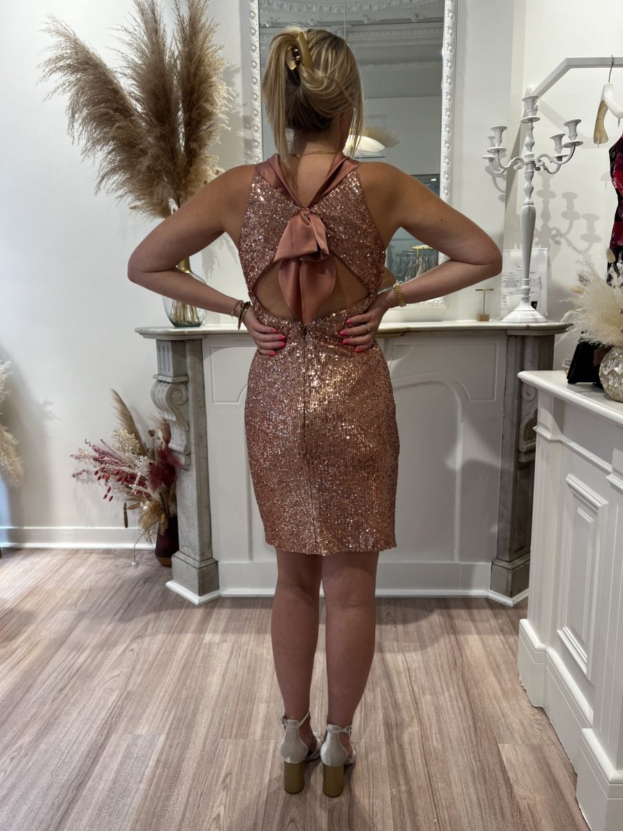 Robe courte Sequin Or rosé Linéa Raffaelli Taille 38 - Image 9