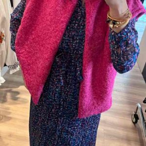 veste sans manche bleu / blanc / rose