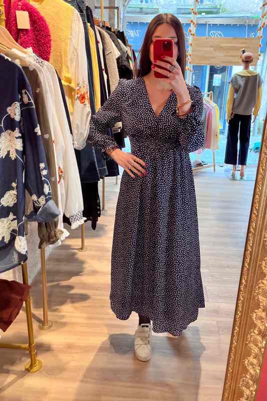 Robe longue à pois