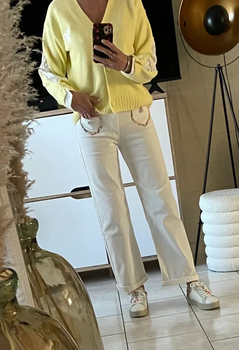 GILET LOVENA DENTELLE JAUNE TU 36/42 petit 44 – Image 8
