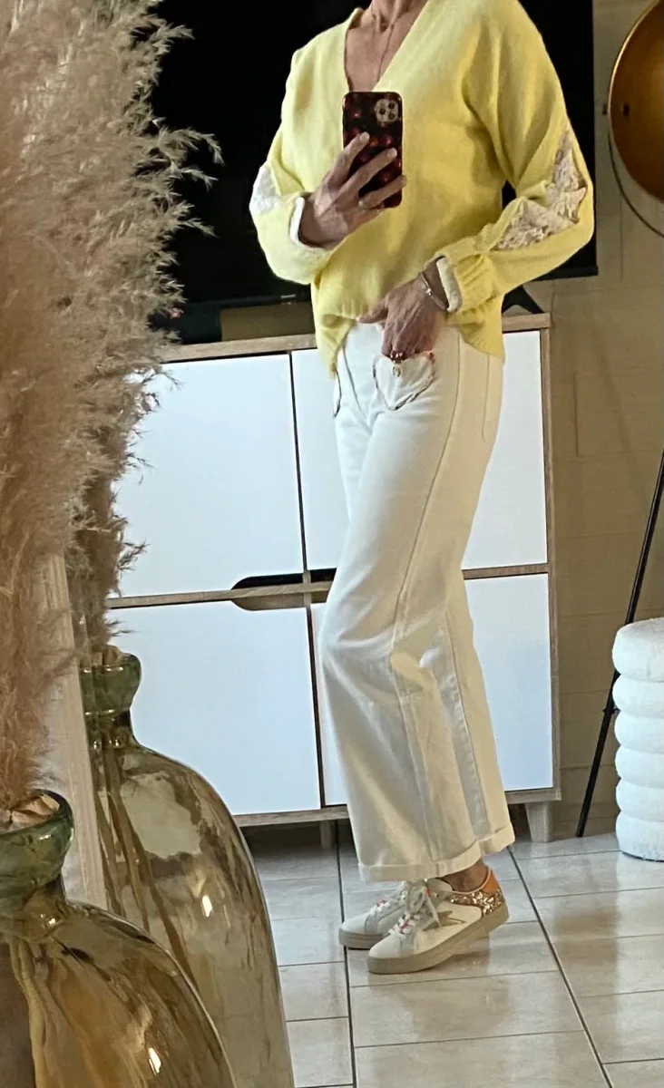 GILET LOVENA DENTELLE JAUNE TU 36/42 petit 44 – Image 9