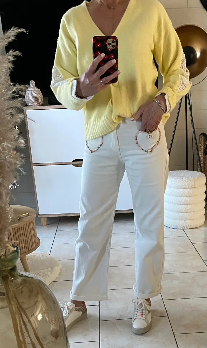 GILET LOVENA DENTELLE JAUNE TU 36/42 petit 44 – Image 6