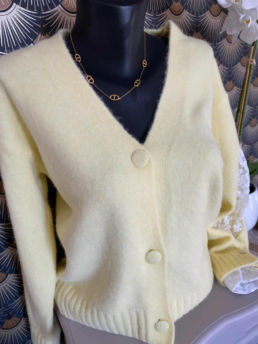 GILET LOVENA DENTELLE JAUNE TU 36/42 petit 44 – Image 2