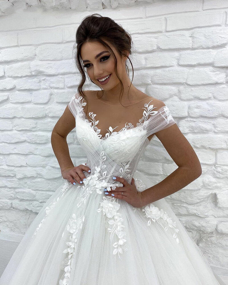 Robe de Mariée Princesse Dentelle avec Traine - Image 6