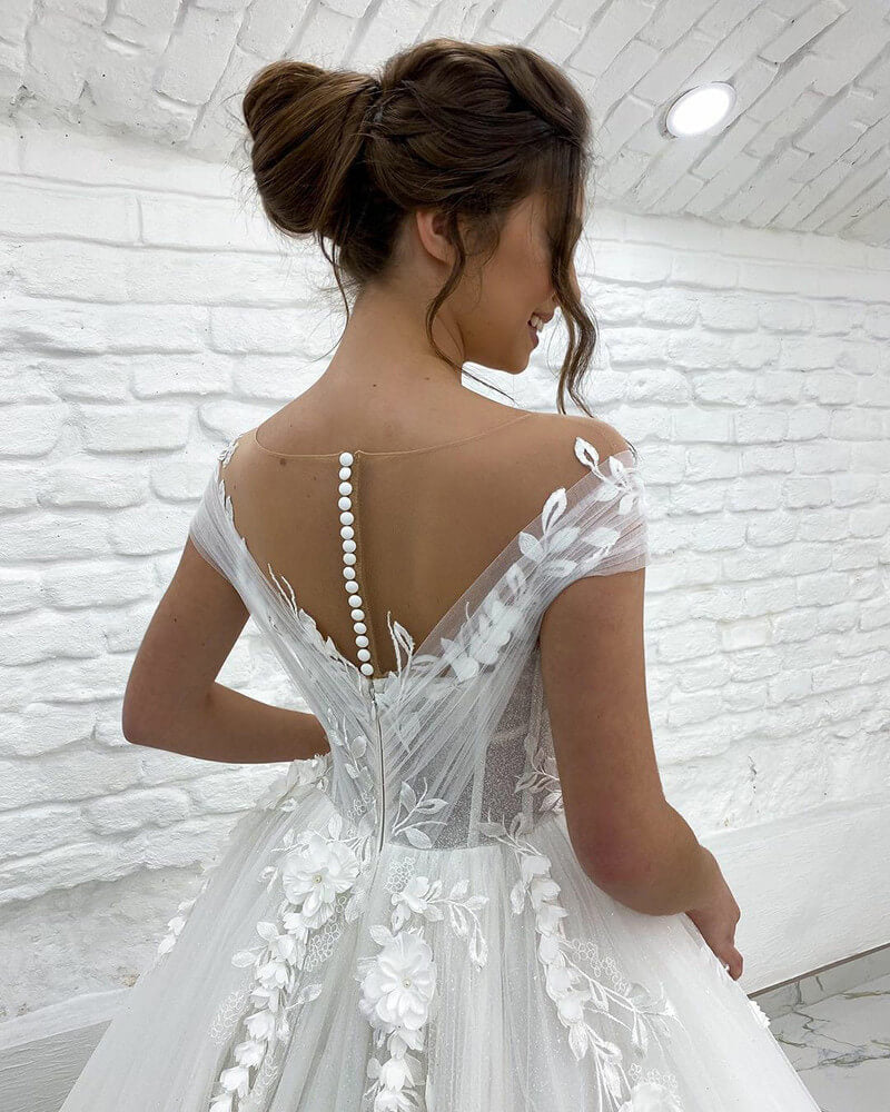 Robe de Mariée Princesse Dentelle avec Traine - Image 7