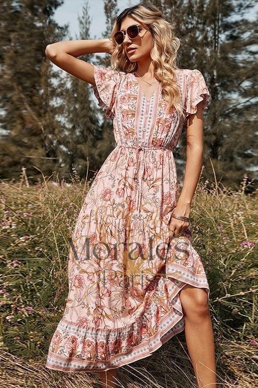 Robe Bohème Longue Rose – Image 4