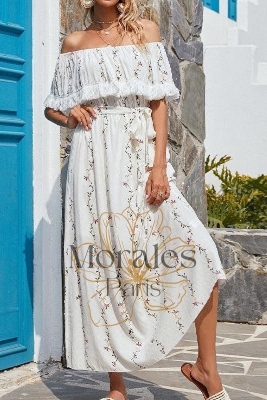 Robe Blanche Longue Et Fluide - Image 4