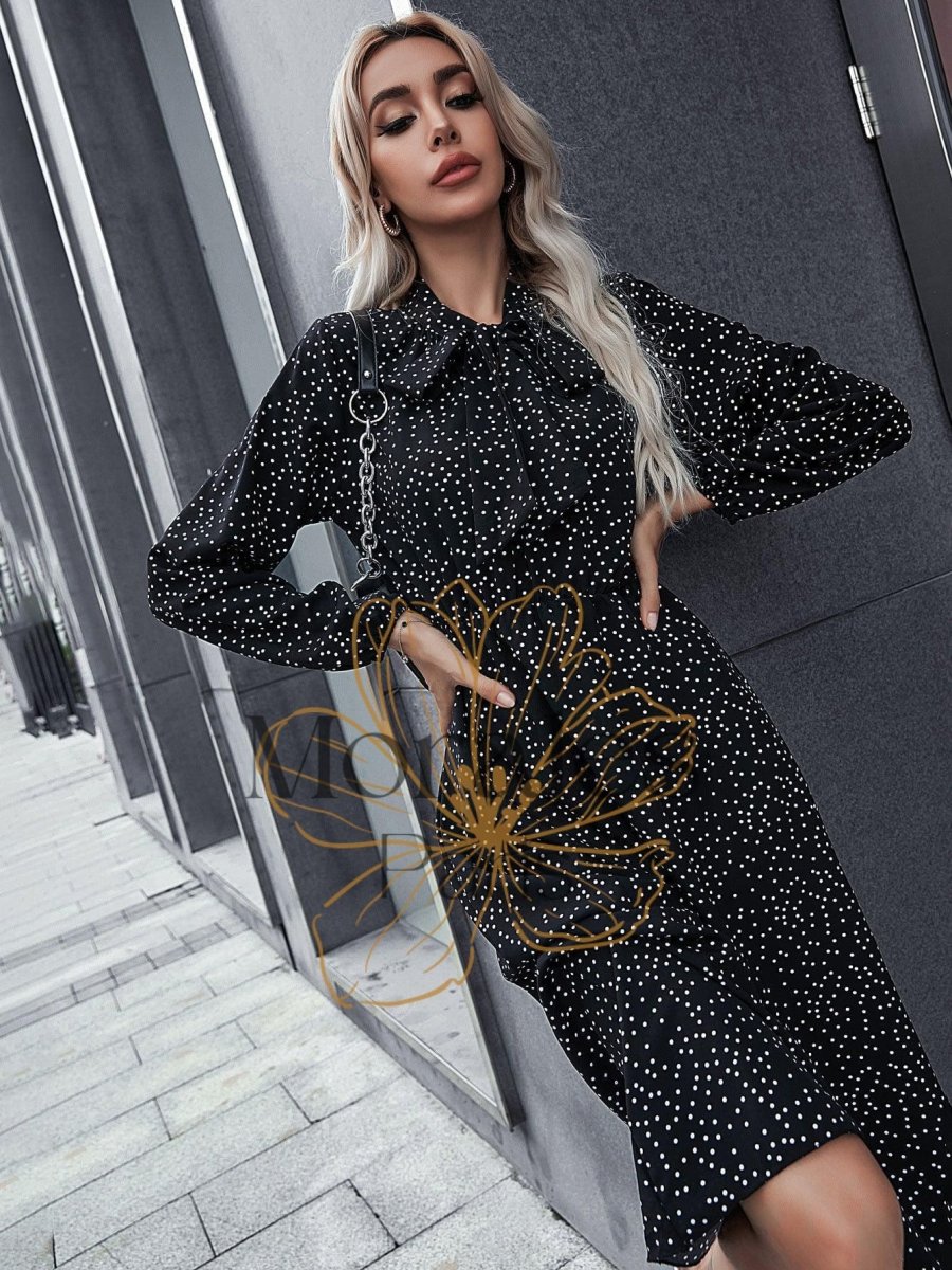 Robe Bohème À Pois Noirs Et Blancs - Image 7