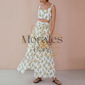 Ensemble Bohème Blanc Imprimé Citron