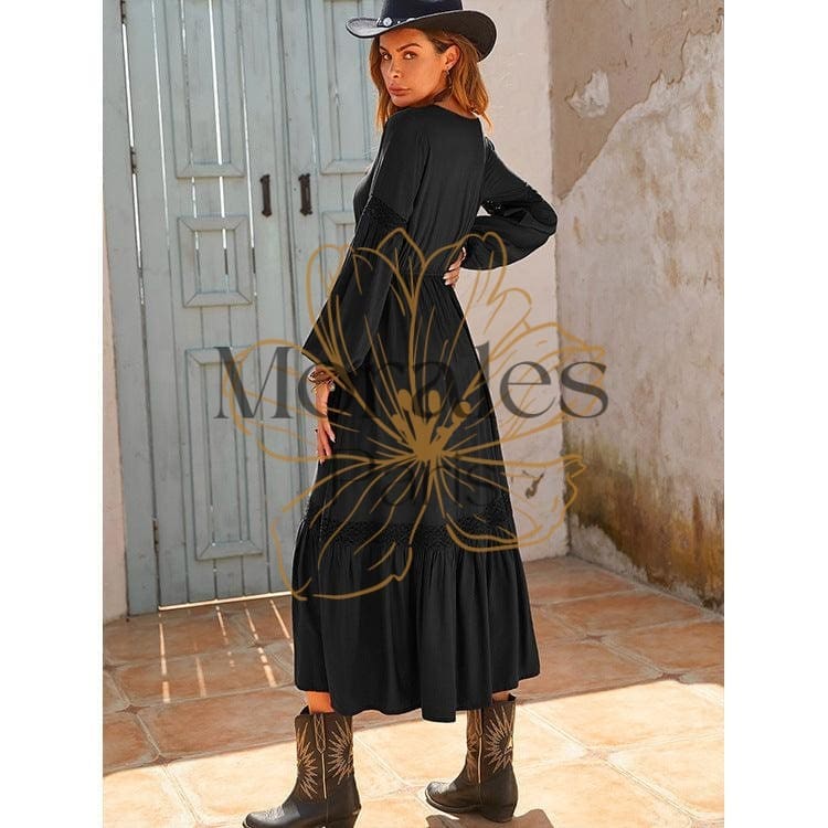 Robe Noire À Volants Style Bohème - Image 8