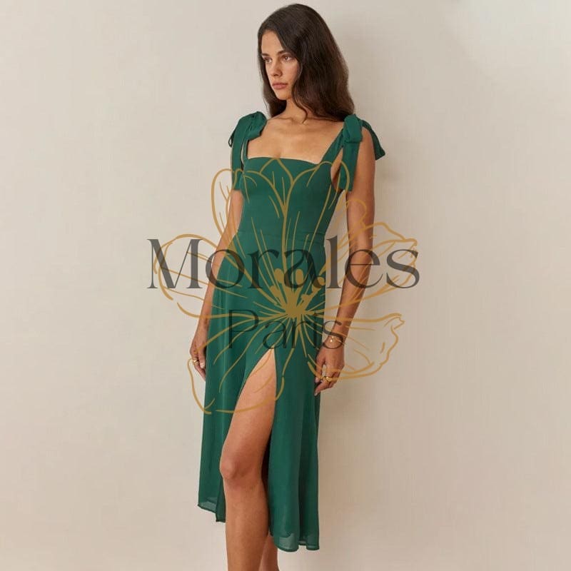 Robe Midi Bohème Vert Foncé – Image 2
