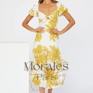 Robe Mi-Longue Jaune Fée