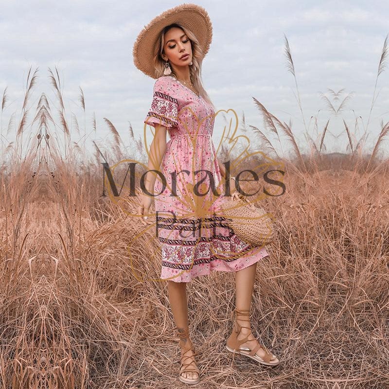 Robe De Campagne À Fleurs Roses – Image 6